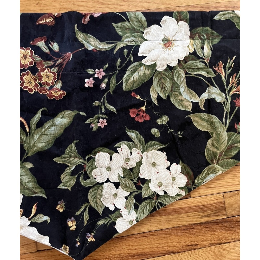 Waverly Williamsburg Garden‎ Magnolia Black Ascot Valance Dogwood V Shape Floral - Picture 4 of 10